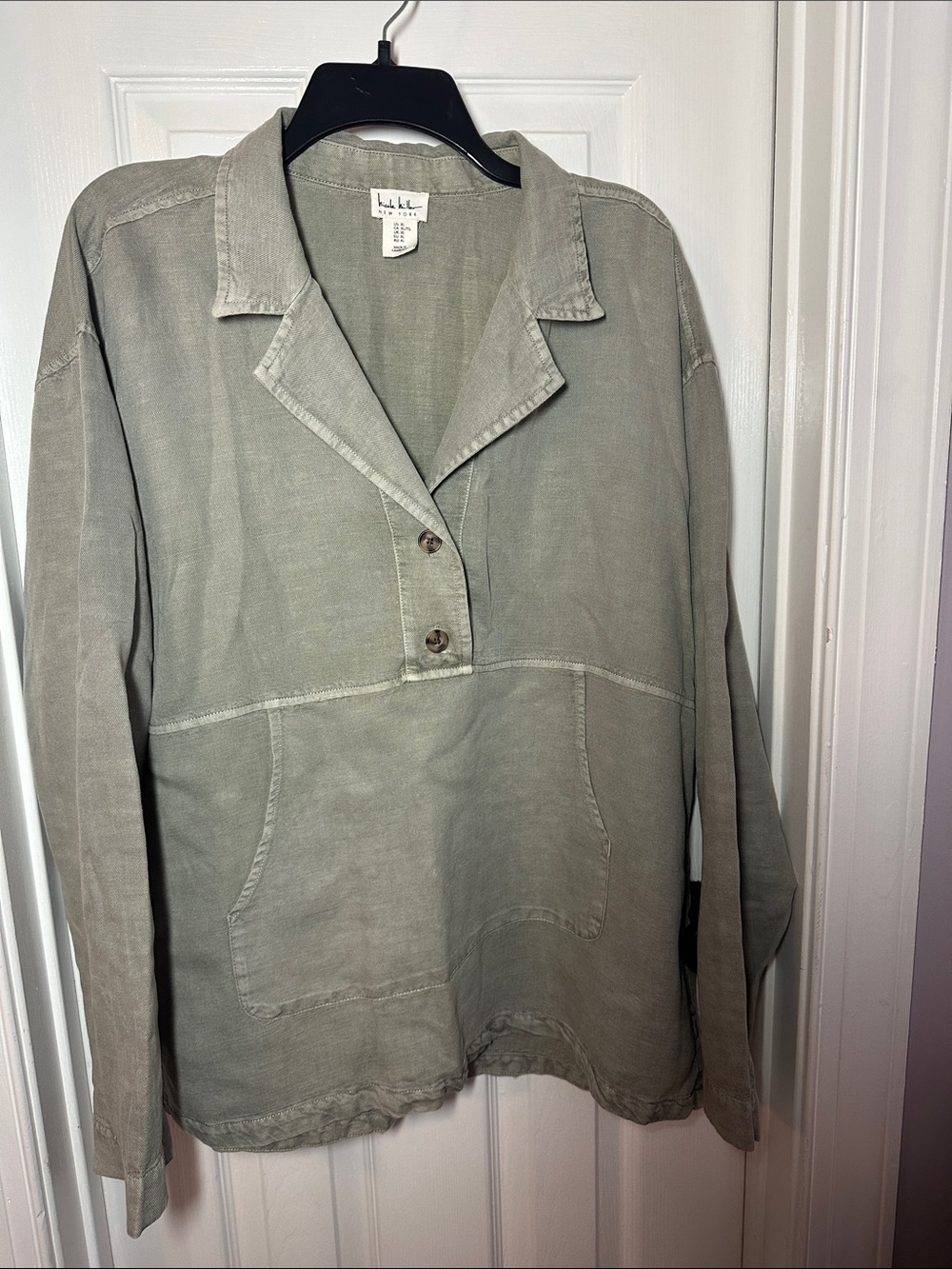 Nicole Miller Olive Utility Pullover Shacket with Pockets.         0017